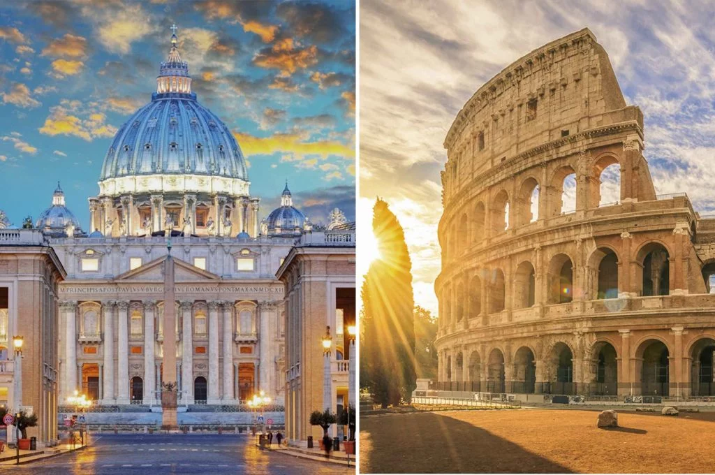 Petersdom und Kolosseum in Rom