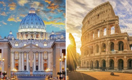 Petersdom und Kolosseum in Rom